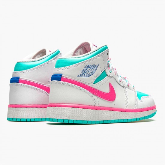 Nike Jordan 1 Mid "Digital Pink" Bílý Zelená 555112 102 AJ1 Tenisky A Boty