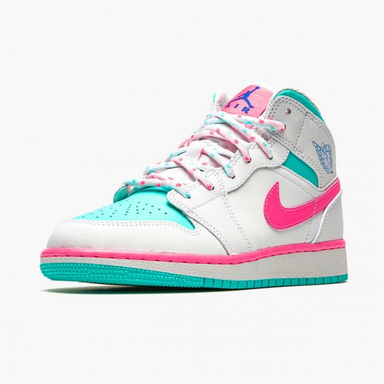 Nike Jordan 1 Mid "Digital Pink" Bílý Zelená 555112 102 AJ1 Tenisky A Boty