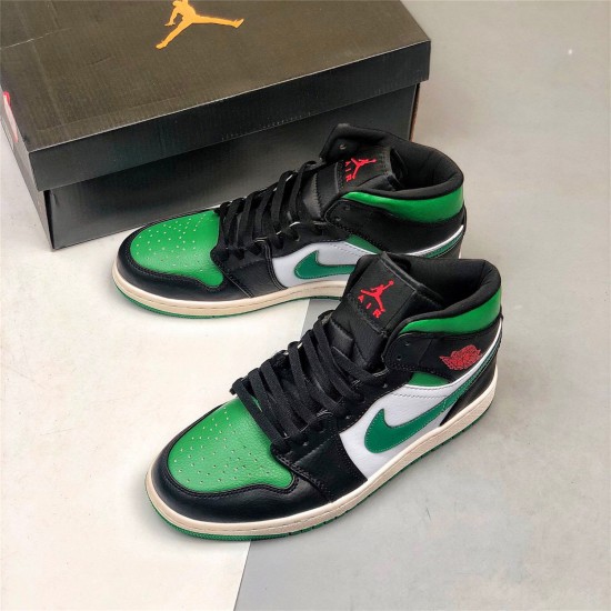 Nike Jordan 1 Mid "Pine Green" Černá Červené Bílý 554724 067 AJ1 Tenisky A Boty