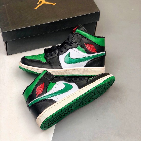 Nike Jordan 1 Mid "Pine Green" Černá Červené Bílý 554724 067 AJ1 Tenisky A Boty