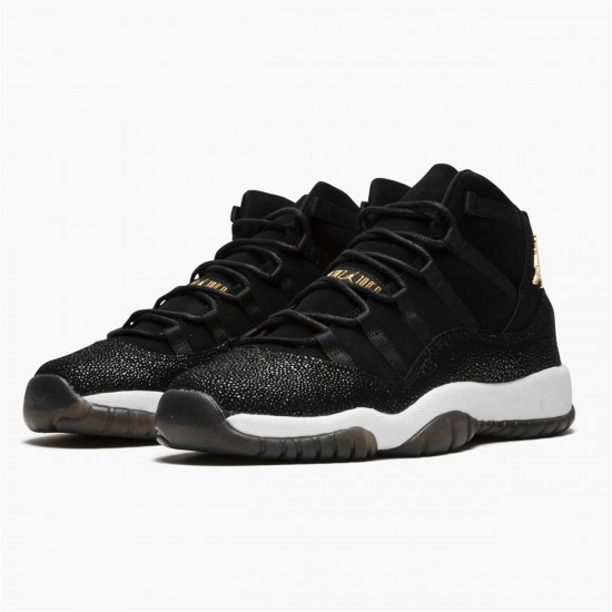 Nike Jordan 11 Retro "Heiress Black Stingray" 852625 030 Kovová Zlatá Bílý AJ11 Černá Tenisky A Boty