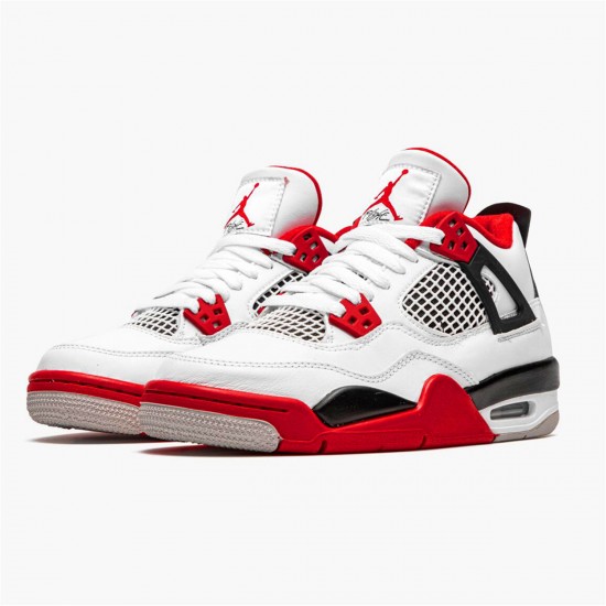 Nike Jordan 4 Retro OG GS "Fire Red 2020" 408452 160 Bílý Černá Šedá Tenisky A Boty