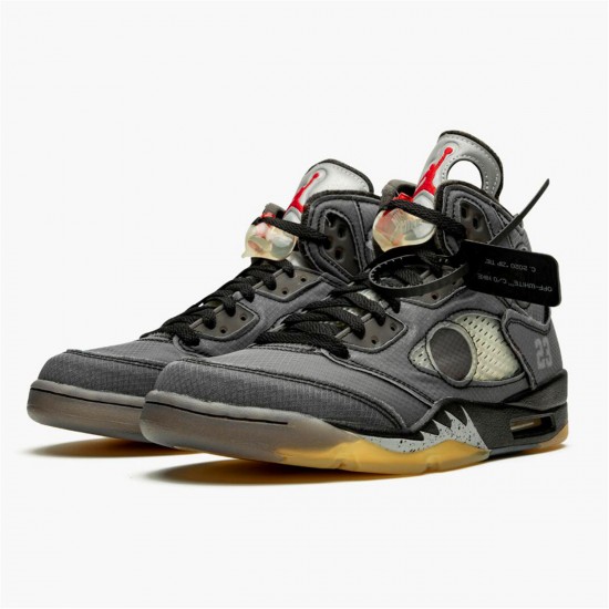 OFF White X Air Jordan 5 Retro "SP  Muslin Black" Ohnivě červená CT8480 001 AJ5 Tenisky A Boty