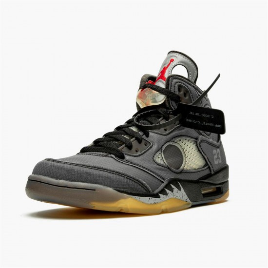 OFF White X Air Jordan 5 Retro "SP  Muslin Black" Ohnivě červená CT8480 001 AJ5 Tenisky A Boty