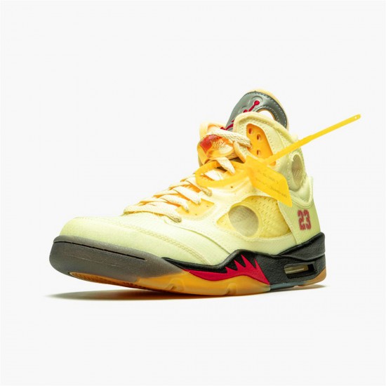 OFF White x Air Jordan 5 Retro "Sail Fire Red" Muslin Černá DH8565 100 AJ5 Tenisky A Boty